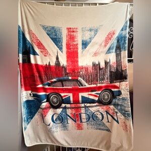 Deluxe Aston Martin DB5 London Car Print Fleece Blanket 88” x 67”